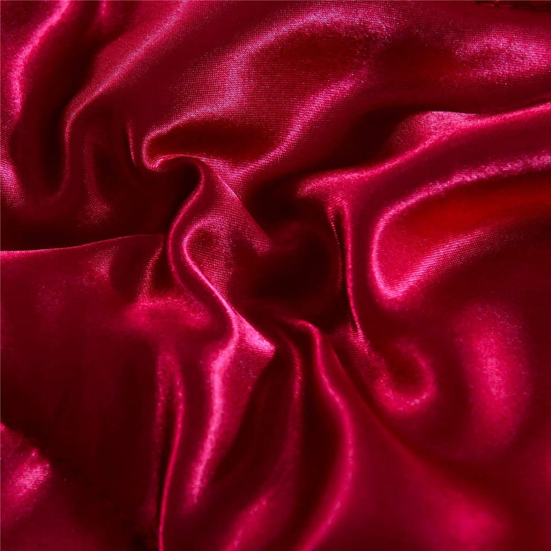 NTBED Silky Satin Comforter Set Queen (90''x90'') Luxury Soft Lightweight Sexy Microfiber Bedding Comforter with 2 Pillow Cases for Summer Spring Autumn (Red, Queen) - Image 5